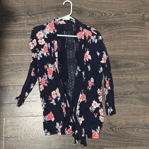 Maurices Floral Cardigan in Pink and Black